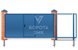 Откатные ворота 1750×2000 с калиткой ЗМК-7614