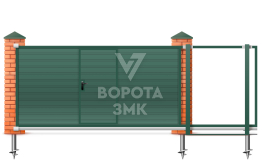 Ворота откатные 12 метров с калиткой размером 12000×2300 ЗМК-8229