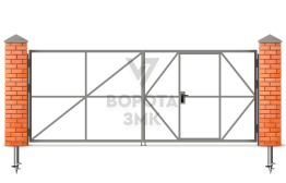 Распашные ворота с калиткой простые 1750×2750 ЗМК-4811